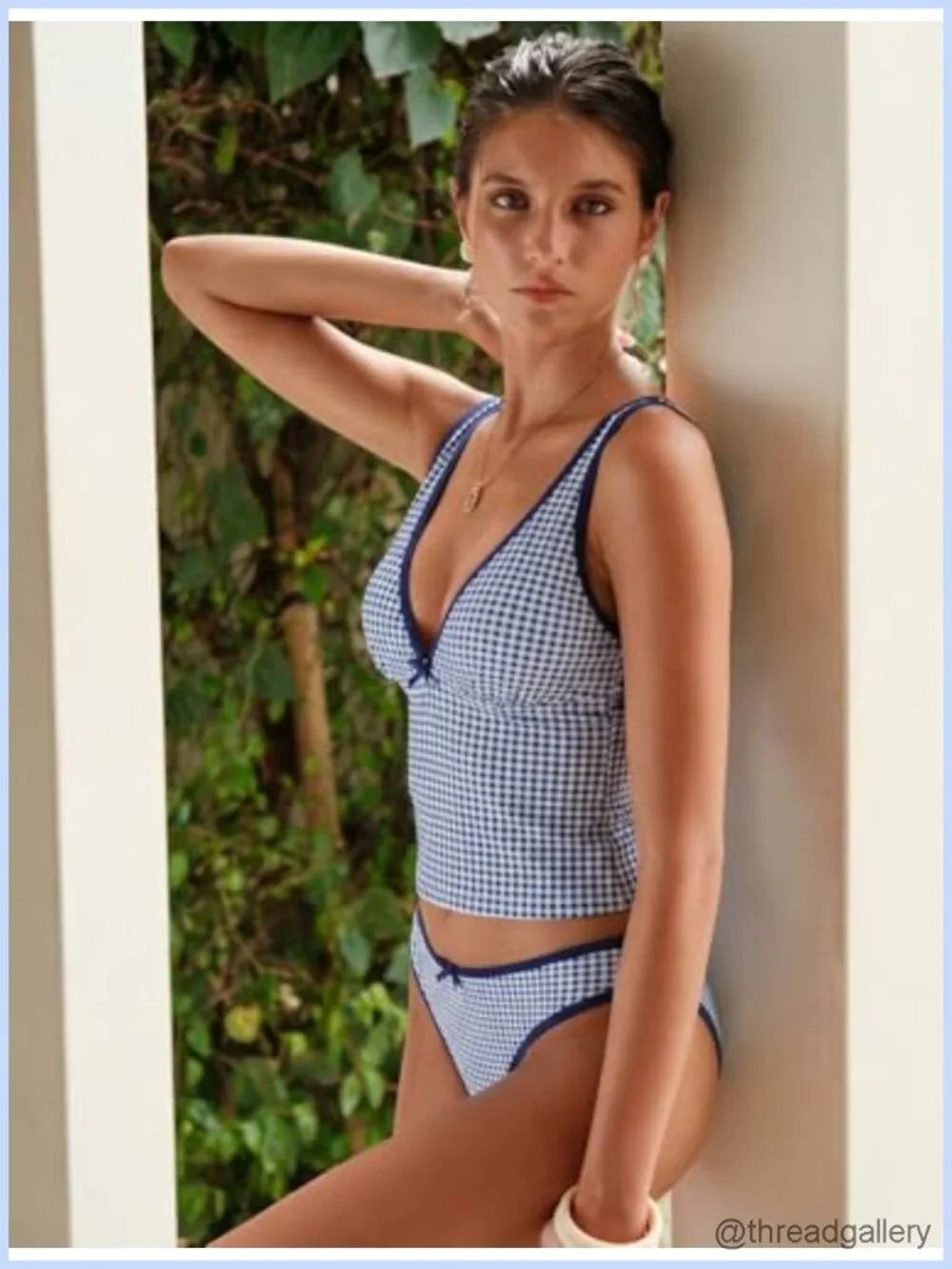 Tankini Swim Suit with Tummy Control and Bowknot Accent